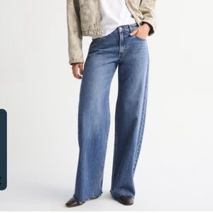 Abercrombie & Fitch Classic Blue Raw Hem low rise ultra loose